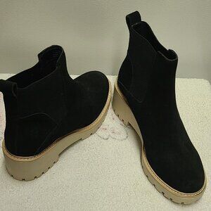 DOLCE VITA Suede Haddie Wedge Chelsea Boot in Black Women size 6.5M